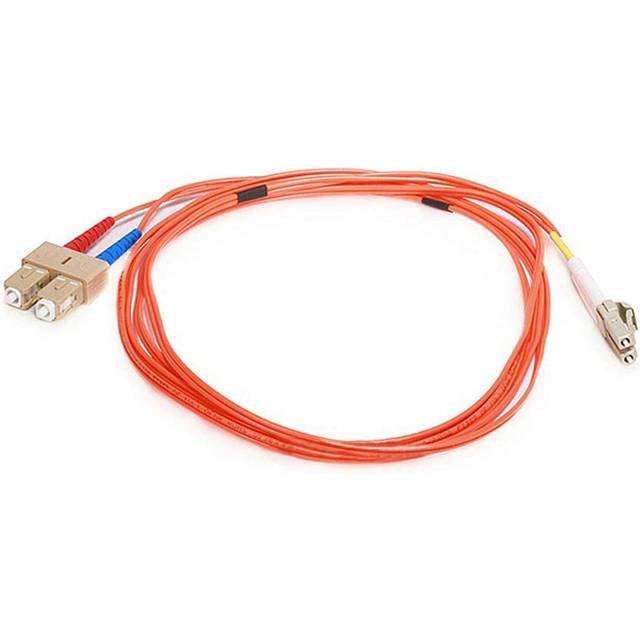 Monoprice OM1 Fiber Optic Cable, LC/SC UPC, Duplex Multi-Mode 62.5/125 Type, UL, OFNR, Orange, 2m