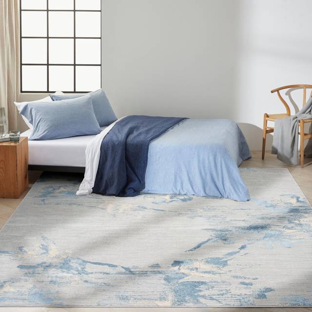 Calvin Klein Enchanting Abstract Floral Rug - Grey