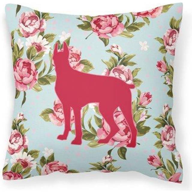 Caroline's Treasures BB1081-RS-BU-PW1414 Great Dane Shabby Chic Blue Roses Pillow  Large  Multicolor