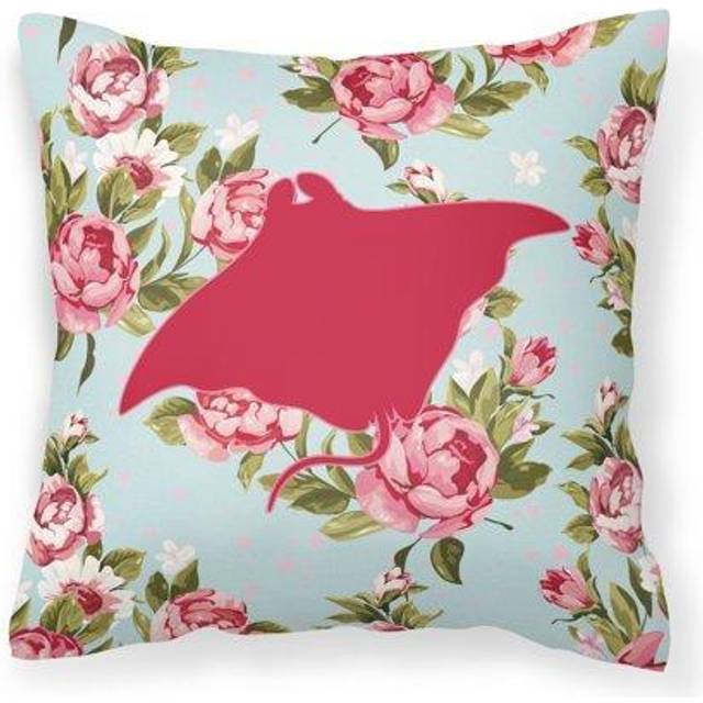 Caroline's Treasures BB1014-RS-BU-PW1414 Manta ray Shabby Chic Blue Roses Decorative Pillow  Large  Multicolor