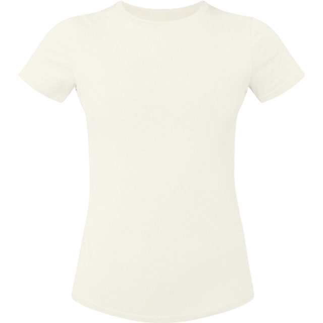 Cream Basic Cotton Blend Fitted Crew Neck T Shirt, White - 16
