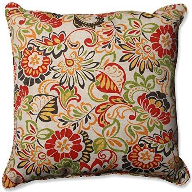Pillow Perfect Bright Floral IndoorOutdoor Accent Throw Pillow Plush Fill  Weather  and Fade Resistant  Floor  25 x 25  Gr