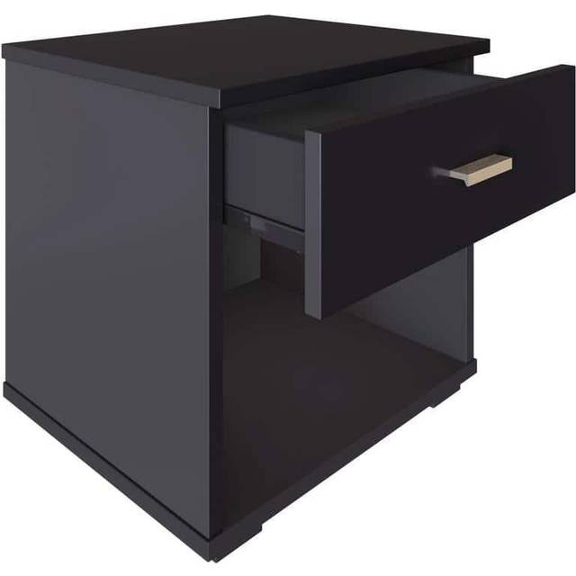 Boyd Sleep Novara, Deep Drawer with Euro Glides and Contemporary Styling, Black Nightstand