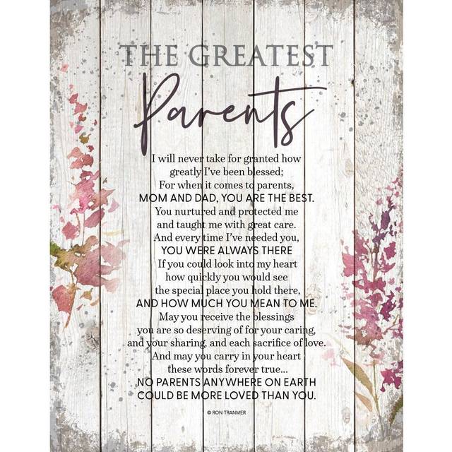 DEXSA Greatest Parents Wood Plaque - Made in the USA - 11.75 in x 15 in - Classy Vertical Frame Wall Hanging Decoration | Mom & Dad  you are the Best