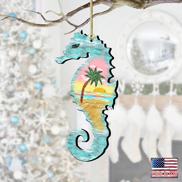 Designocracy Seahorse Wooden Ornaments Set of 2 by G. DeBrekht - 8198517-S2