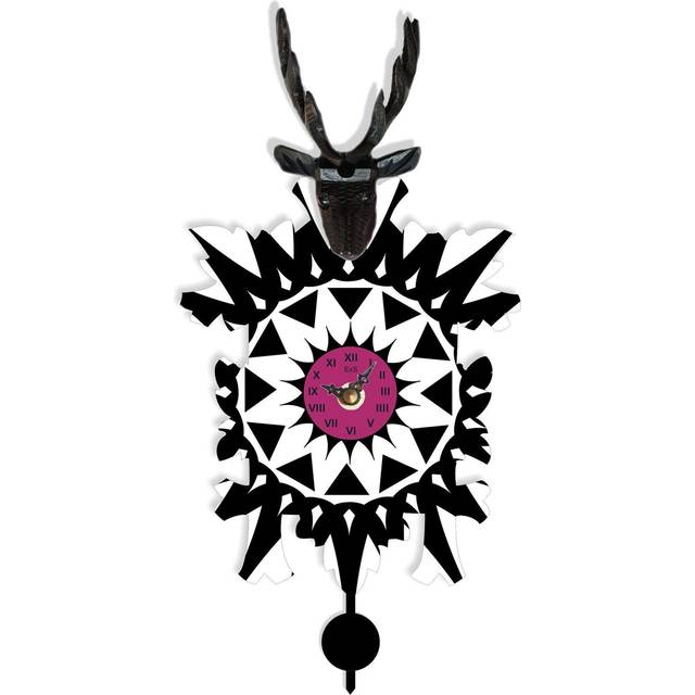 EMMA  BlackWhitePink Cuckoo Clock  Quartz Movement with Melodies or Cuckoo Call