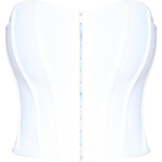 White Bandage Hook And Eye Structured Corset, White - 6