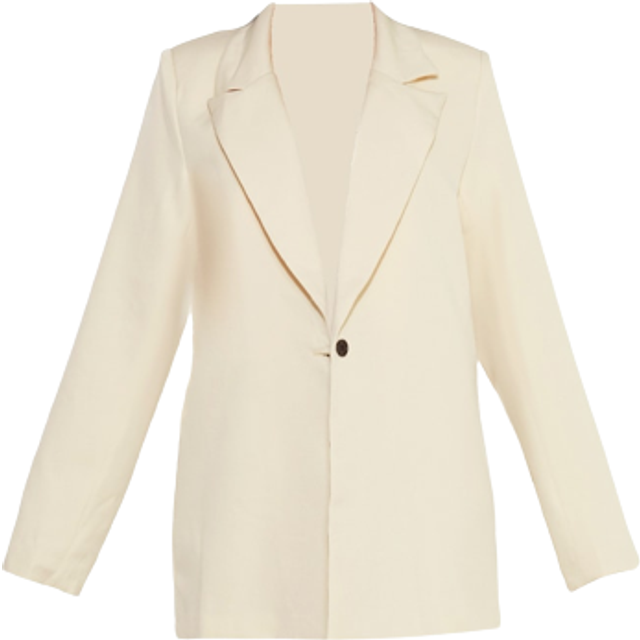 Stone Oversized Drapey Button Detail Blazer, White - 10