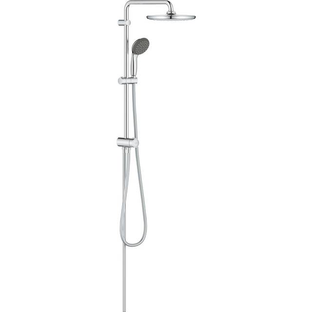 GROHE Vitalio Start 250 – Flex duschsystem med avledare (rund 250 mm 2-sprayhuvuddusch, handdusch 100 mm, vattenbesparande teknik, duscharm 39 cm, duschslang 1,5 m), krom, 26817000