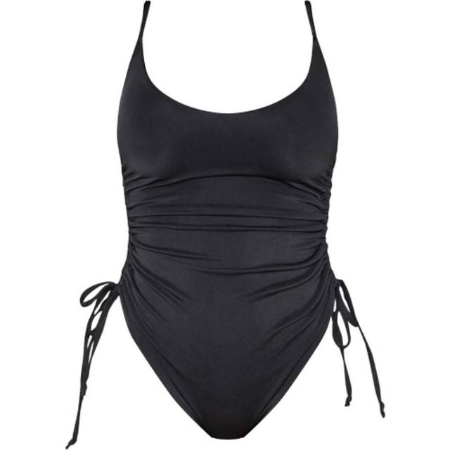 Shape Black High Rise Ruched Side Swimsuit, Black - 14