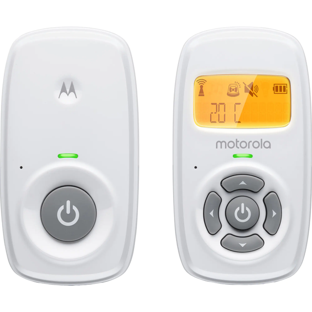 Motorola Nursery AM24 / MBP24 ljud-babyvakt, Digital babyvakt med DECT-teknologi för ljudövervakning- Rumstemperaturdisplay, Mikrofon med hög känslighet och tvåvägssamtalsfunktion - Vit