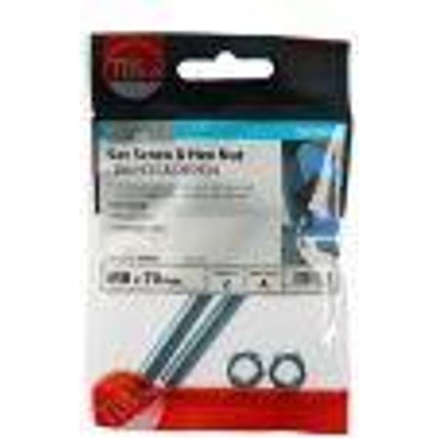 Hexagon Set Screws and Nuts Zinc Plated M8 70mm Pack of 2