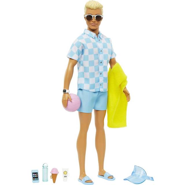 Barbie Blonde Ken Doll With Swim Trunks And Beach-Themed Accessories - One Colour