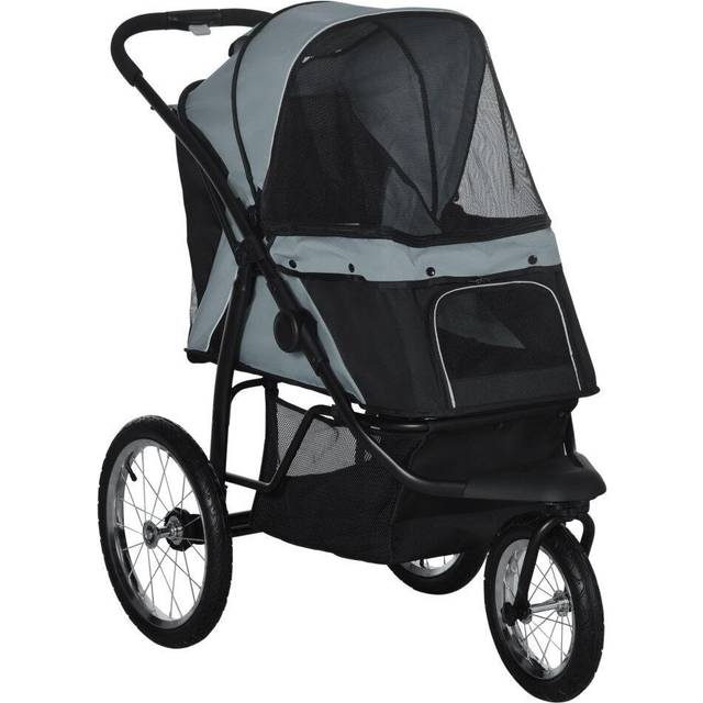 Hundvagn med Joggerfunktion upp till 20 kg 111 x 58 x 107 cm Grå