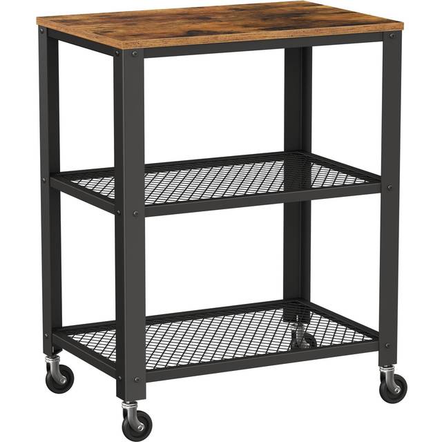 VASAGLE Serveringsvagn, Industrikök Rullande Utility Cart, Rustik Brun