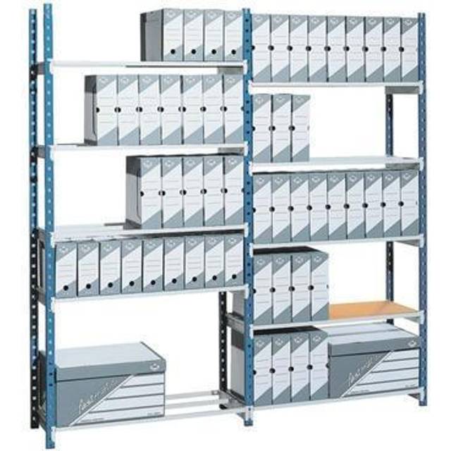 Stålreol Paperflow® 200x100x35 cm blå/lyseblå - til lager og opbevaring