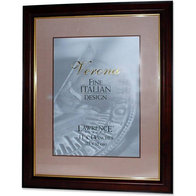 Lawrence Frames Walnut and Black Wood 11x14 Picture Frame - Gold Line