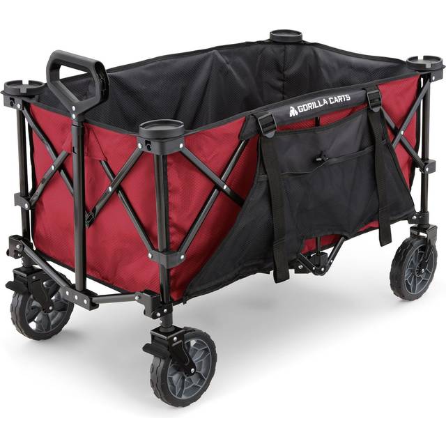 Gorilla Carts 0.2 Cubic Meter Foldable Utility Wagon with Oversized Bed, Red