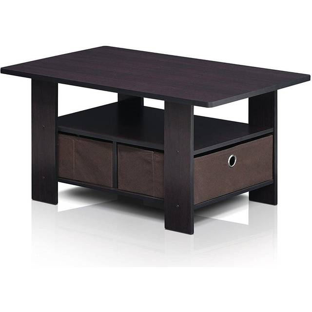 Furinno Andrey Coffee Table with Bin Drawer, Dark Walnut, 80 (W) x 39.6 (H) x 48.3 (D) cm
