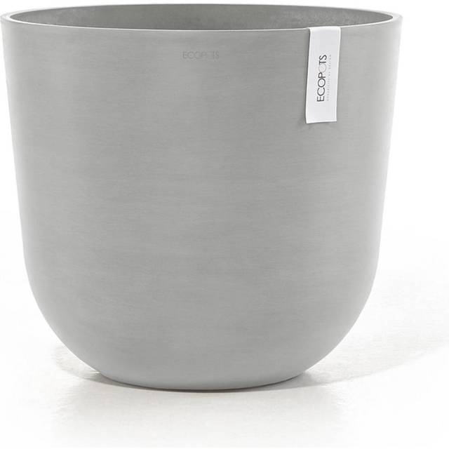 "Ecopots Oslo Durable Indoor/Outdoor Modern Recycled Plastic Flower Pot Planter  White Grey  17.5"""""""""