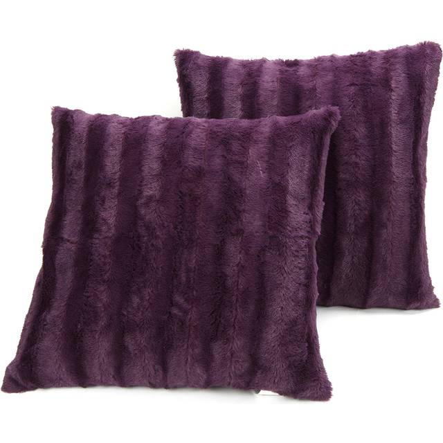 Cheer Collection Faux Fur Throw Pillows - Decorative Pillows for Couch  Bed Throw Pillows  Purple Accent Pillows for Bedroom or Living Room