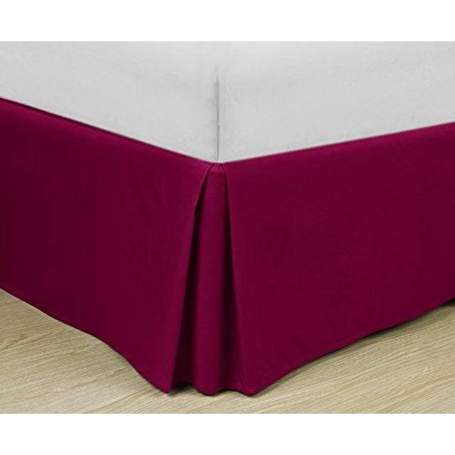 Cathay Home Double Brushed Microfiber Pleated Easy Fit Bed Skirt  Ultra Soft  Fade and Wrinkle Resistant  Burgundy  Queen
