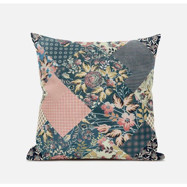Arizona Floral Patches Suede Blown and Closed Pillow by Amrita Sen in