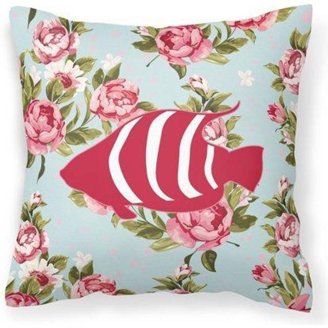 Caroline's Treasures BB1020-RS-BU-PW1414 Fish Shabby Chic Blue Roses Decorative Pillow  Large  Multicolor