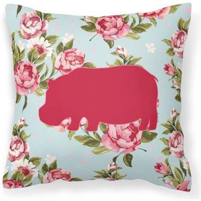 Caroline's Treasures BB1130-RS-BU-PW1414 Hippopotamus Shabby Chic Blue Roses Pillow  Large  Multicolor