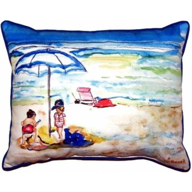 Betsy Drake HJ391 Children At The Beach Large Indoor & Outdoor Pillow