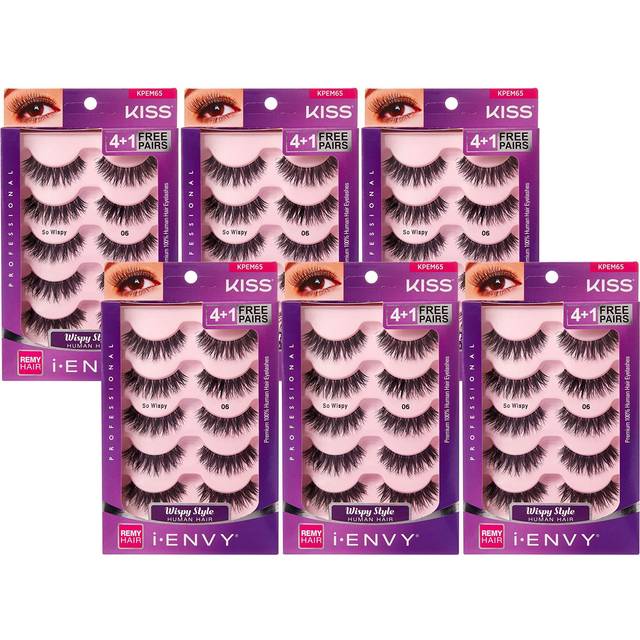 iENVY by KISS So WispyiENVY by KISS So Wispy Eyelashes 5 Pair Multi Pack (KPEM65) (1 PACK) Natural Wispy Style Made with Natural Hair
