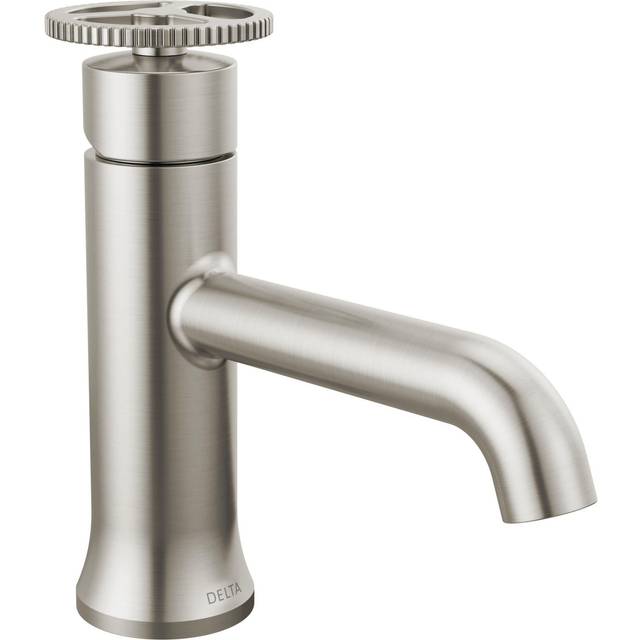 Delta Faucet Trinsic Single Hole Bathroom Faucet Brushed Nickel  Single Handle Bathroom Faucet  Bathroom Sink Faucet  Diamond Seal Technology  Drain A