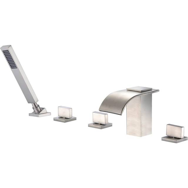 Roman Tub Faucet with Hand Shower  Waterfall Tub Filler Deck Mount Bru