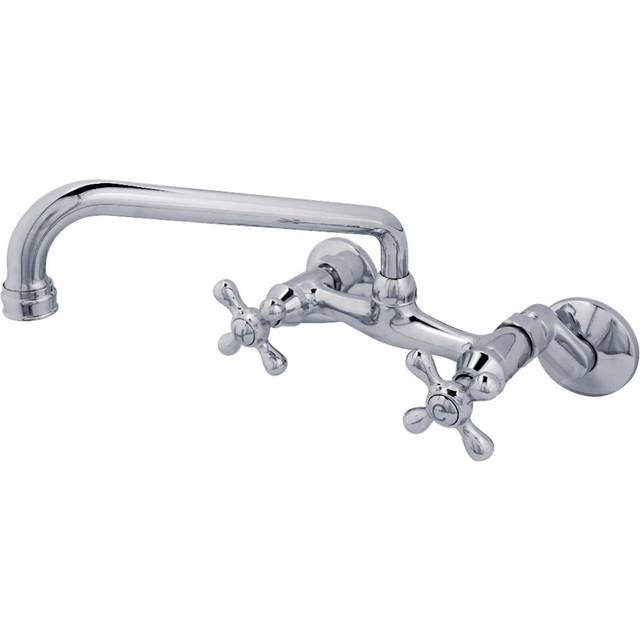 Kingston Brass KS200M 6-Inch Adjustable Center Wall Mount Kitchen Faucet  10 inch in Spout Reach  Polished Chrome