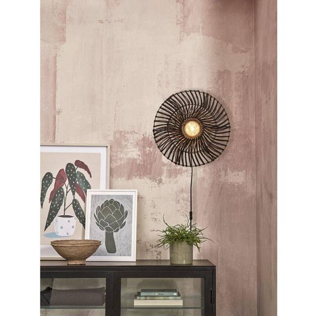 Good & Mojo Wall Lamp Zanzibar Rattan - Black / Small  - S, Black