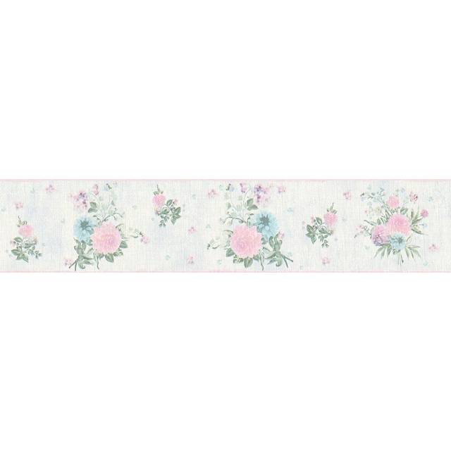 AS Creation Floral Stripes Light Blue Wallpaper Border Flowers Textured 5mx13cm