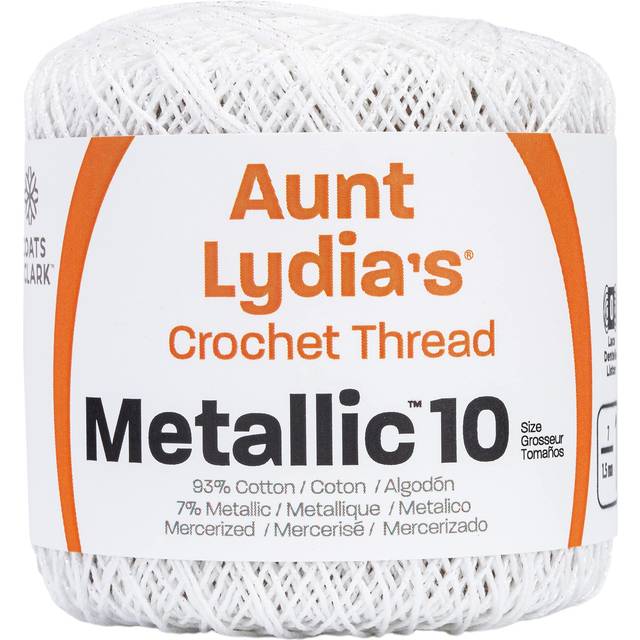 Coats Crochet Metallic Crochet Thread  1 Pack  White/Pearl