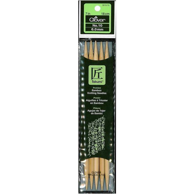"Takumi Bamboo Double Point Knitting Needles 7"" 5/Pkg-Size 10/6mm 3015-10"