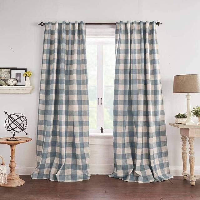 Elrene Home Fashions Farmhouse Living Grainger Buffalo-Check Blackout Window Curtain  Living Room and Bedroom Drape with Rod Pocket Tabs  52 x 95  Cha