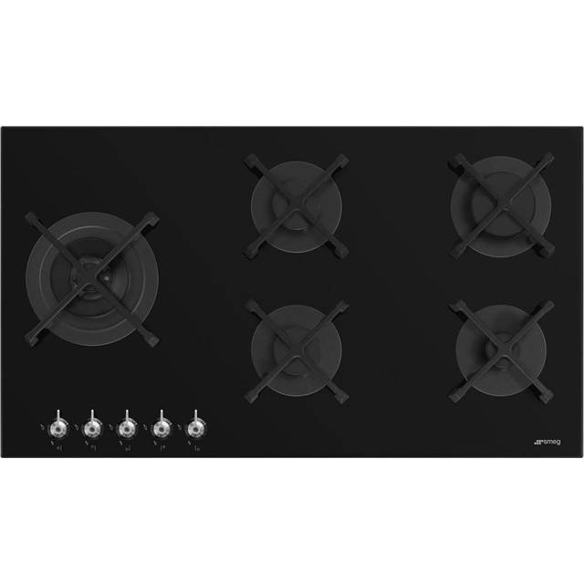 Smeg PV395LN Classic 90cm 5 Burner Gas On Glass Hob - BLACK