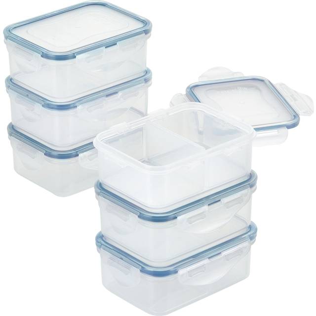 Set of 6-12-Oz. Divided Rectangular Food Storage Containers