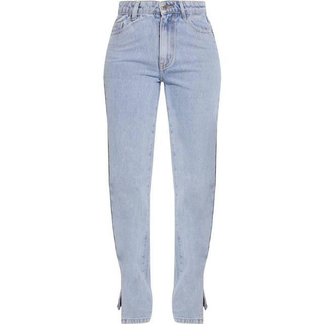 Petite Light Blue Dip Waist Split Hem Denim Jeans, Blue - 4