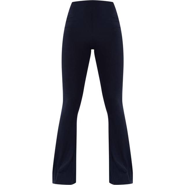 Black Soft Touch High Waist Flared Trousers, Black - 12