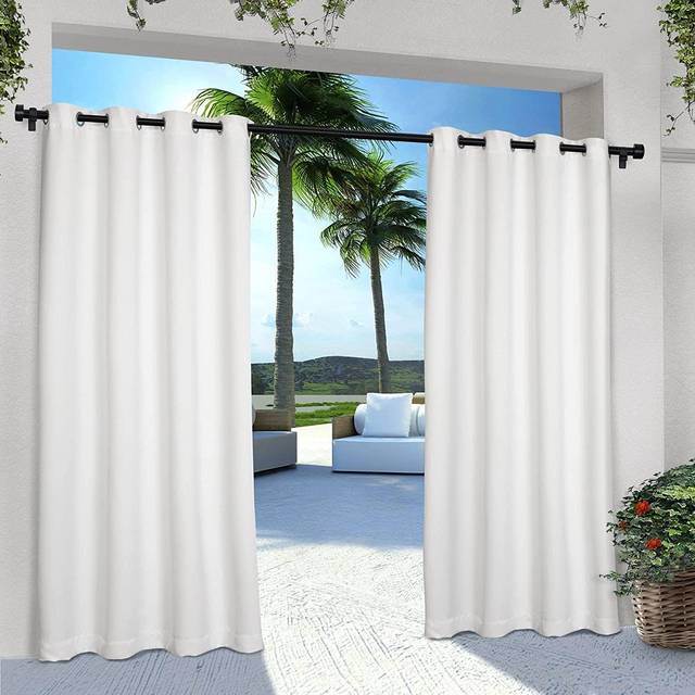 TOWN & COUNTRY BASICS Cabana Solid GT Indoor/Outdoor Light Filtering Grommet Top Curtain Panel Pair  54x96  Seafoam  2 Count