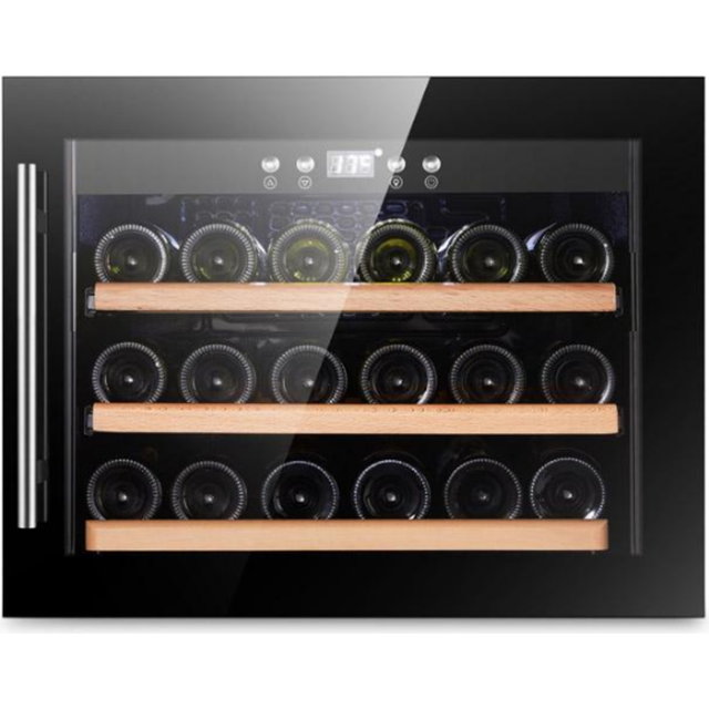 Wine cooler integrated black, Cavin Scandinavian Collection 18, one temperature zone, 18 bottles, 45 cm high wine cooler, pull-out shelves, W: 59.5 x H: 45.5 x D: 56.0 cm
