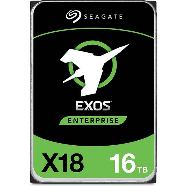 Seagate Exos X18, 16 TB, Intern Hårsddisk, SATA, CMR, 3,5", Hyperscale SATA, 6Gb/s, 7200 RPM, 512e, 4KB Fast Format Low Latency, med cache (ST16000NM000J)