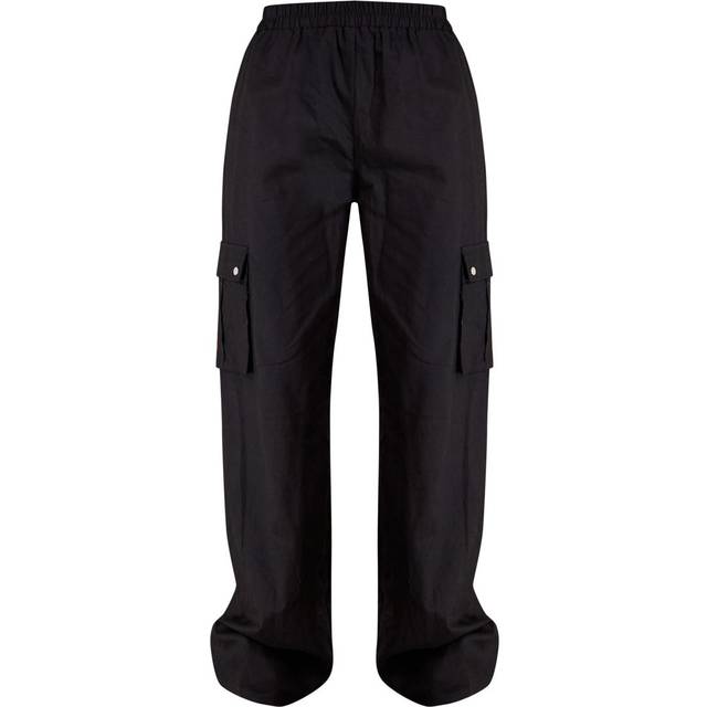 Black Wide Leg High Waisted Cargo Trousers - 12