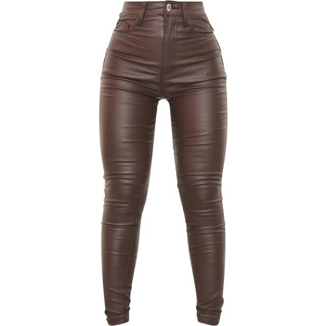 Chocolate Hourglass Coated Skinny Jeans, Chocolate - 4