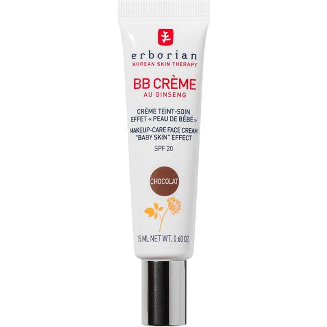 Erborian BB-kräm med ginseng – tonad dagvård med babyhudeffekt – 5-i-1 koreansk ansiktskräm med SPF 20 – hudton: choklad – 15 ml