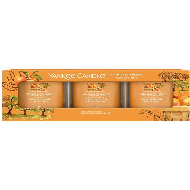 Yankee Candle 3 Pack Votives Glass Jar 37g - Farm Fresh Peach